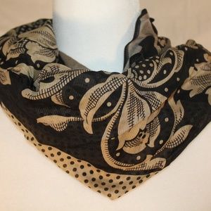 Perry Ellis black & cream cotton scarf, 29x29
